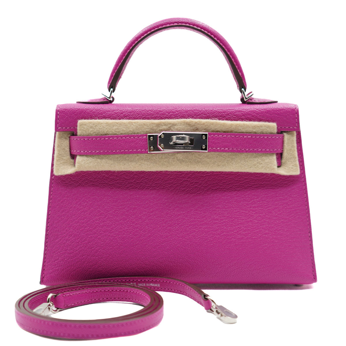 Hermès Mini Kelly Rose Pourpre/Chèvre Mysore/PHW