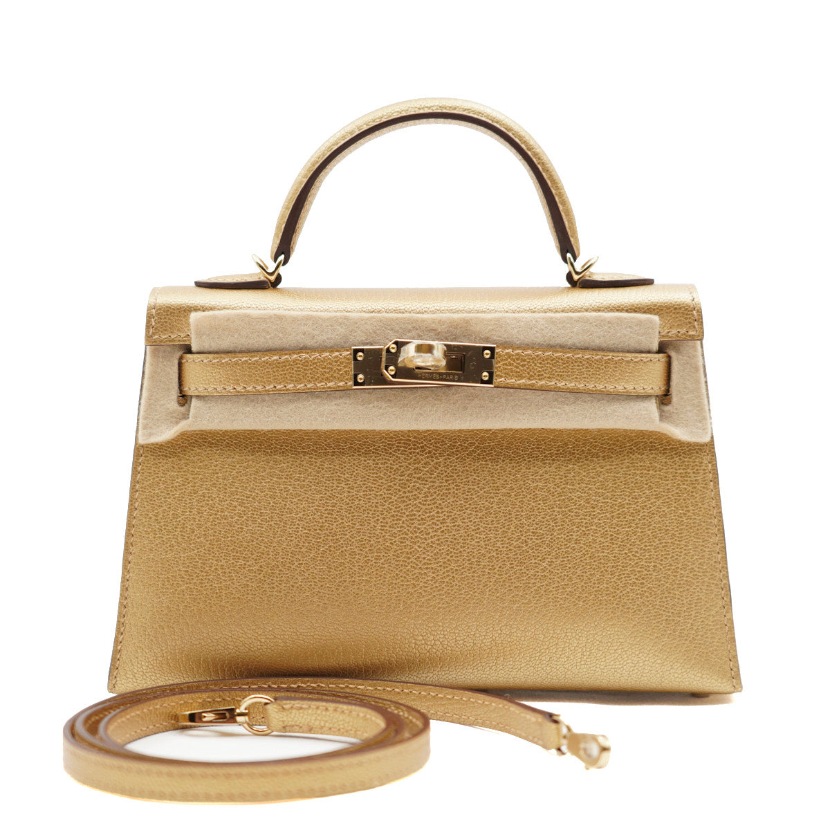 Hermès Mini Kelly 9 Dore/Chevre Chamkilight/PBHW