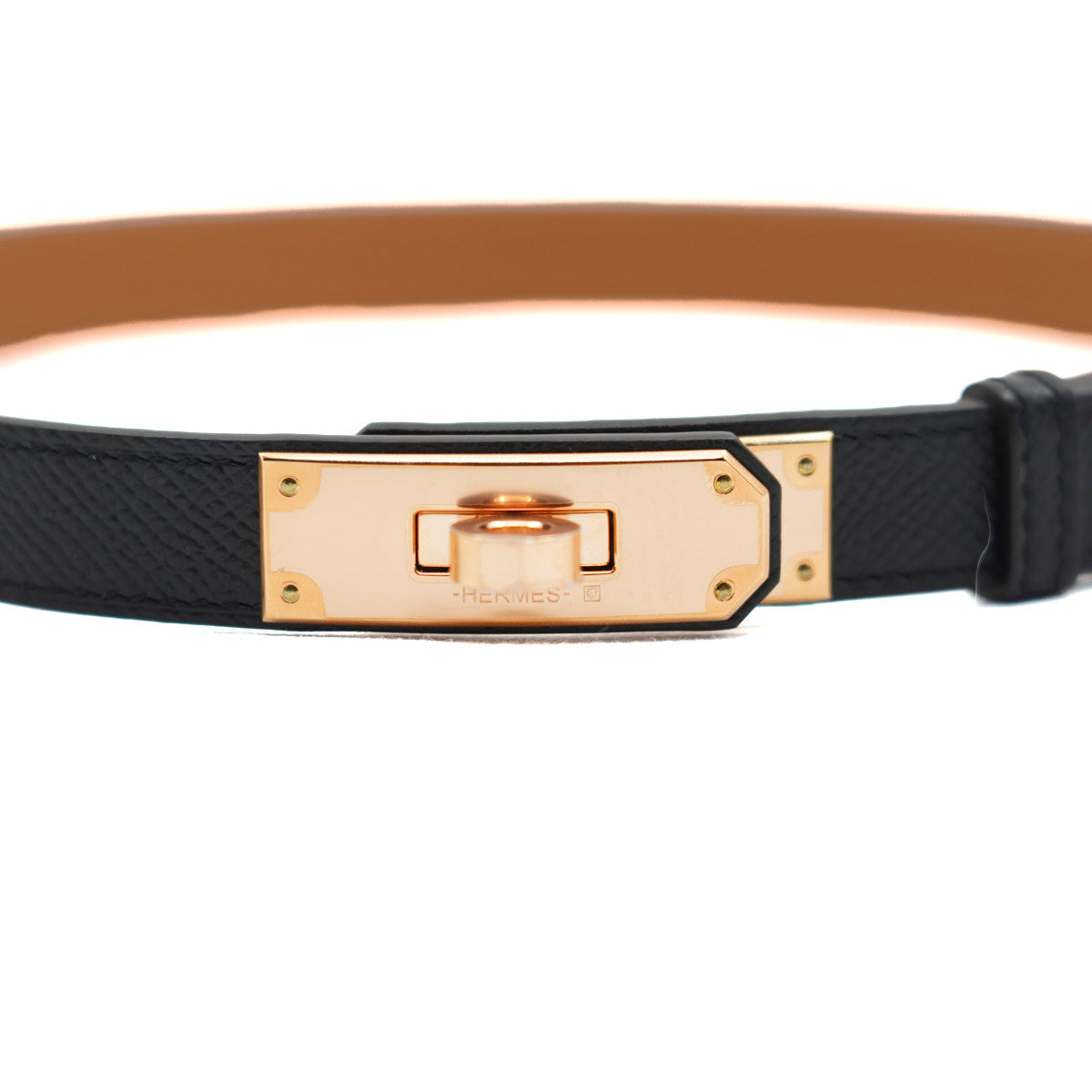 HermèsKelly Belt Black/Epsom/Rose Gold Hardware