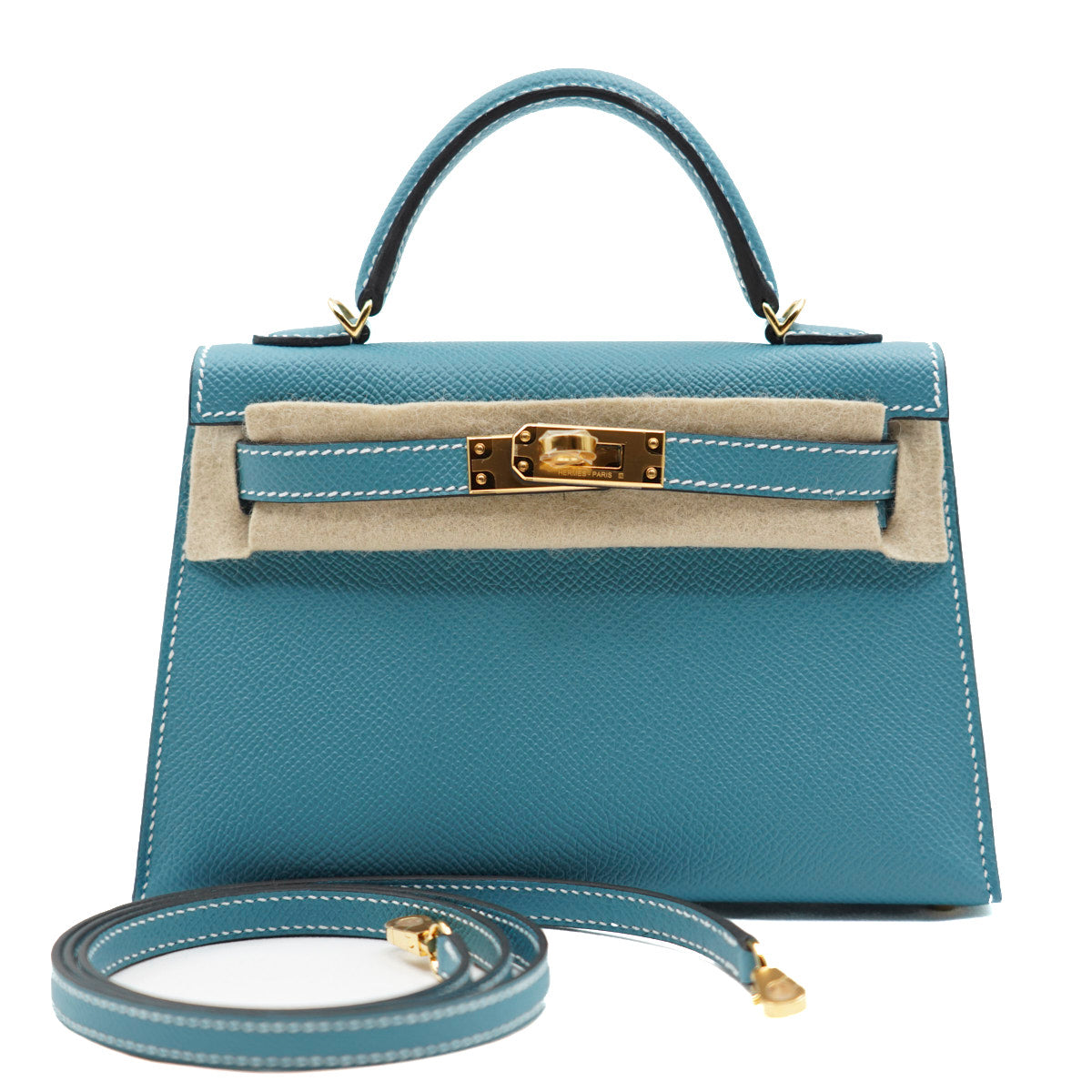 Hermès Mini Kelly Blue Jean/Epsom/GHW