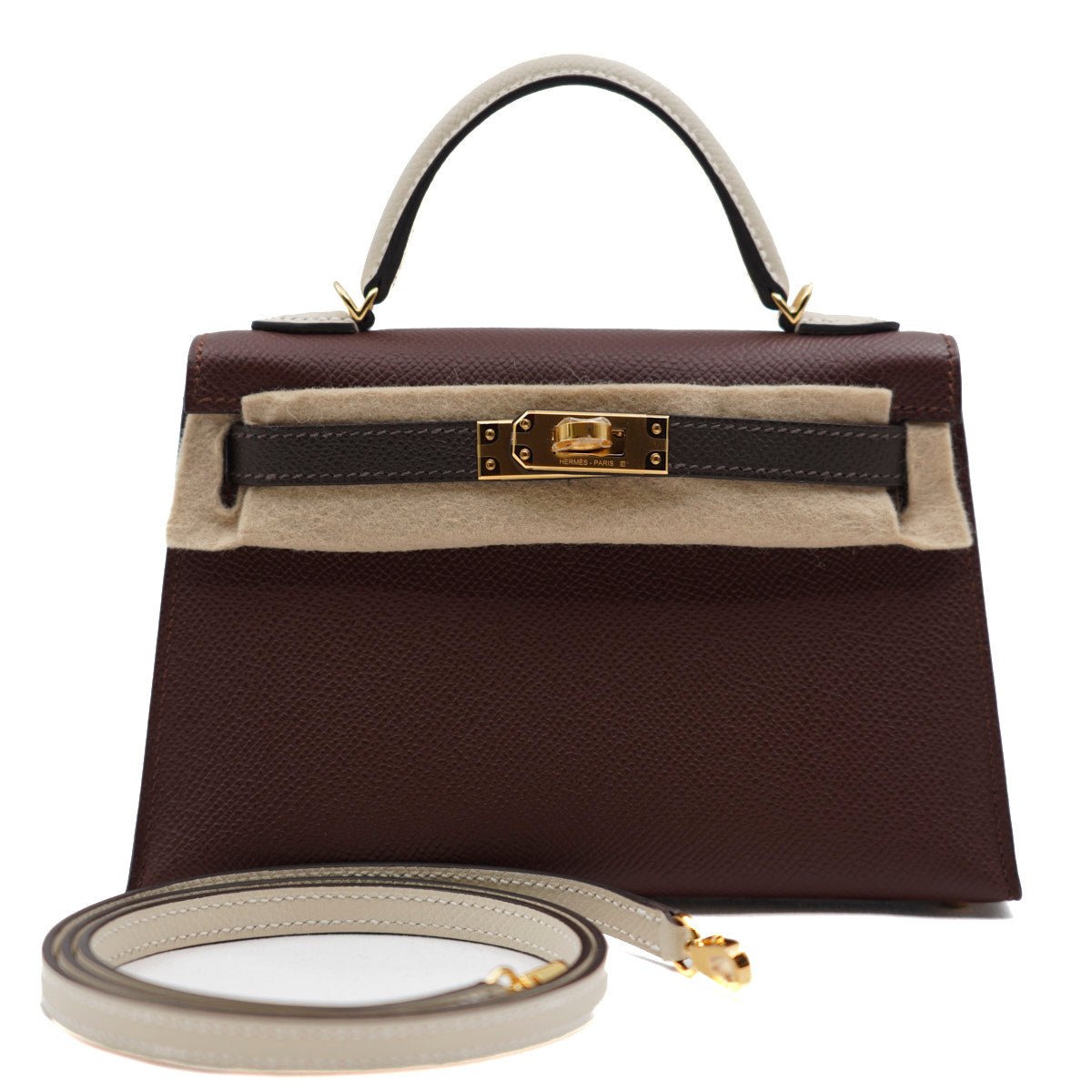 Hermès Mini Kelly Tri Color/ Terre,Ebne,Craie/Epsom/ Gold Hardware