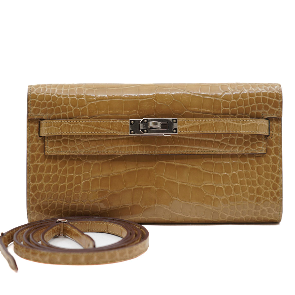 Hermès Kelly to Go/ Shiny Alligator/ Juane Ambre/ Palladium Hardware Z-stamp 2021