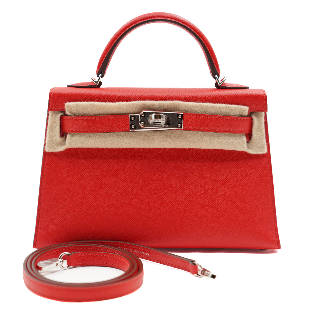 Hermès Mini Kelly Rouge De Couer/ Veau Madame/ PHW