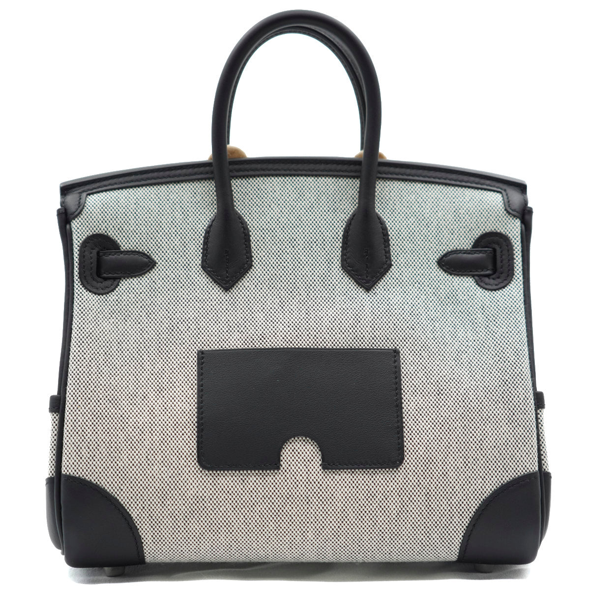 Hermès Birkin25 Black/Cargo Ecru Toile/Swift/PHW