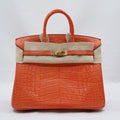 Birkin 25Alligator Mississipian/ Poppy OrangeGHW Stamp X-2016