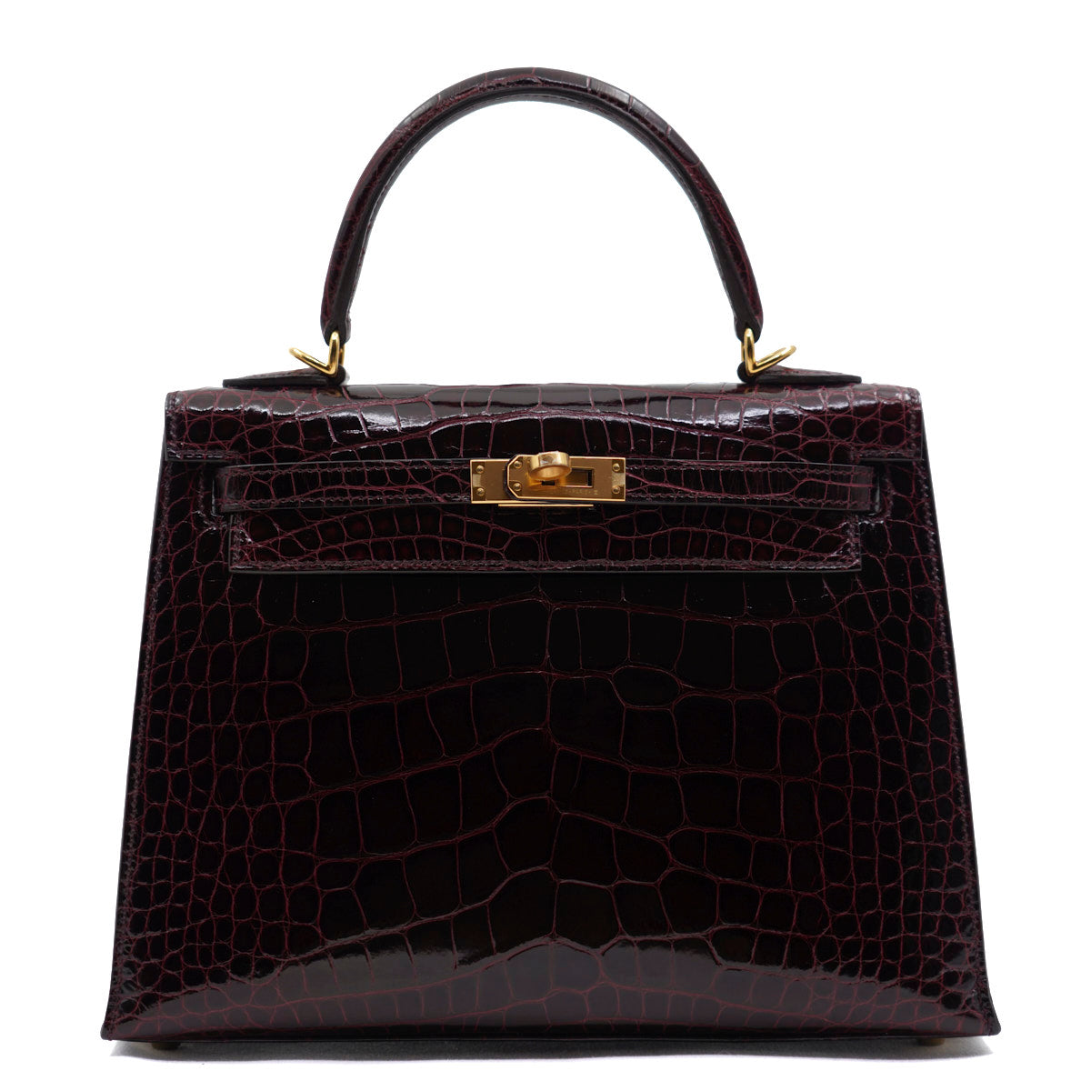 Hermès Kelly25 Bordeaux/ Shiny Alligator/ Gold Hardware Z-stamp 2021
