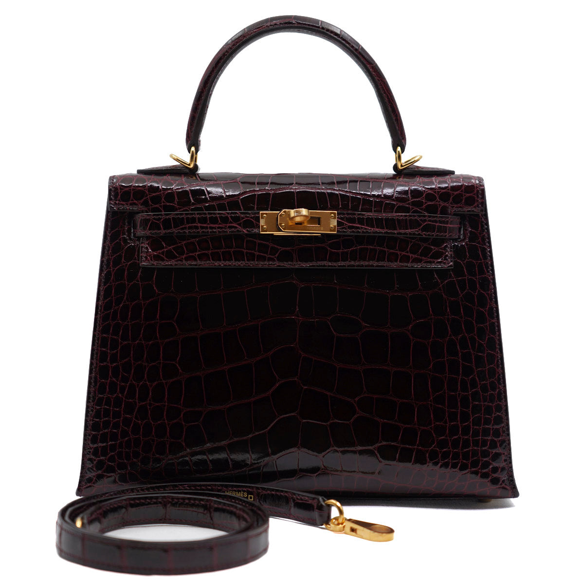 Hermès Kelly25 Bordeaux/ Shiny Alligator/ Gold Hardware Z-stamp 2021