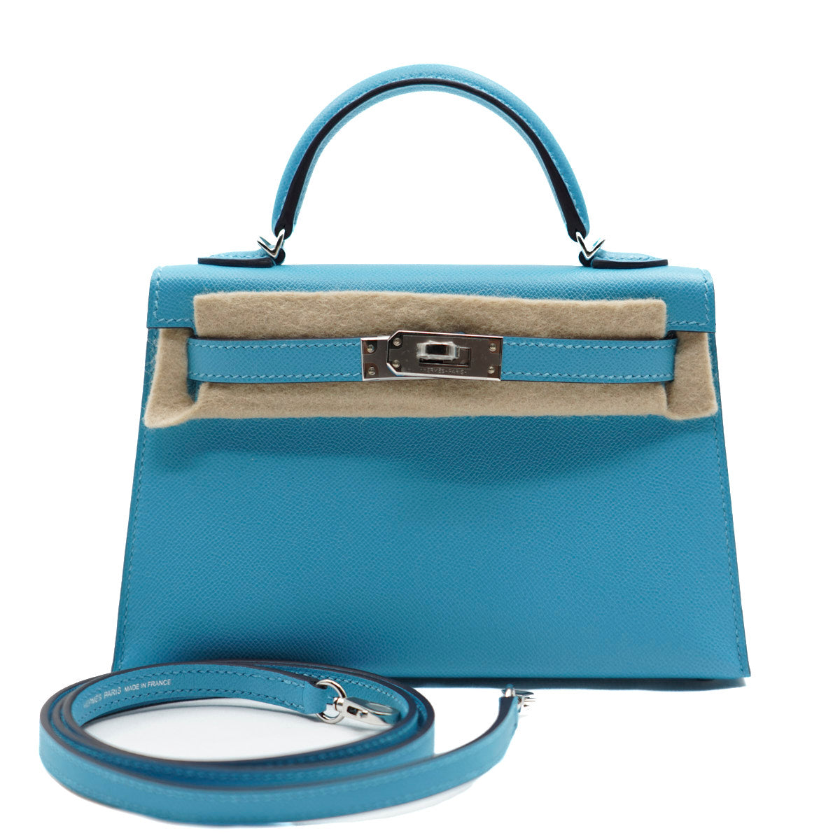 Hermès Mini Kelly Blue Du Nord/Veau Madame/PHW