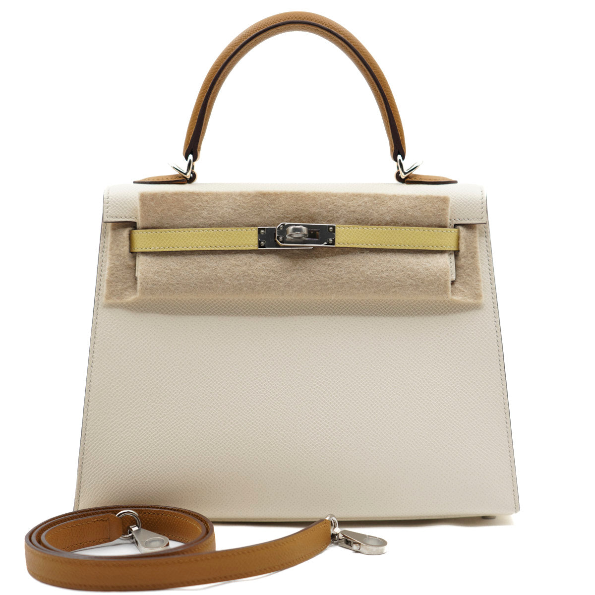 Hermès Kelly25 Tri-tone  Nata, Juane Poussin, Sesame/Epsom/PHW Z-stamp 2021