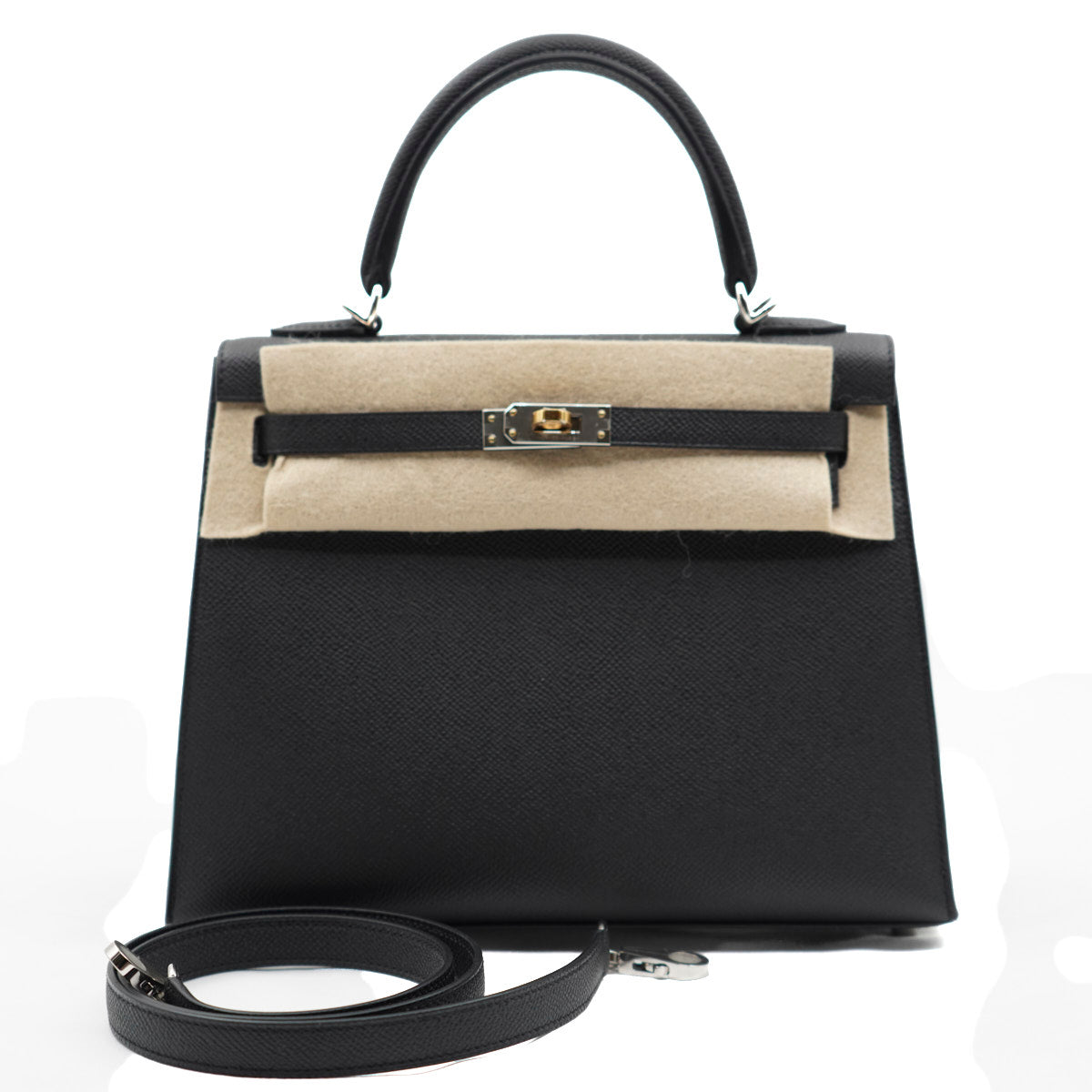 Hermès Kelly25 Black/Epsom/Electrum Hardware W-stamp 2024