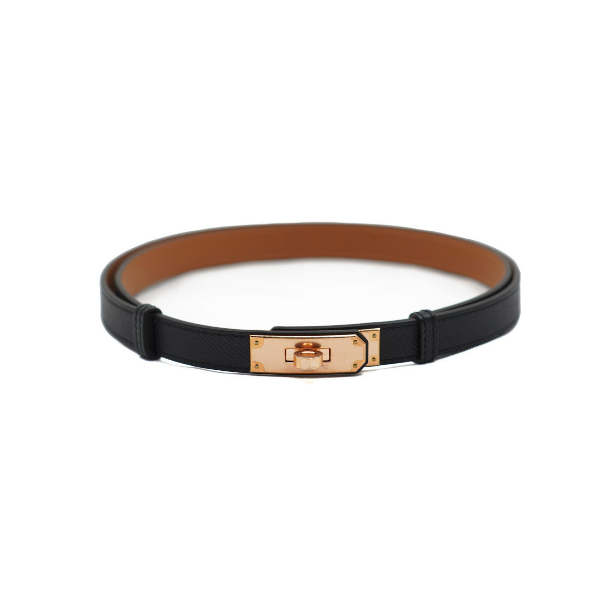 HermèsKelly Belt Black/Epsom/Rose Gold Hardware