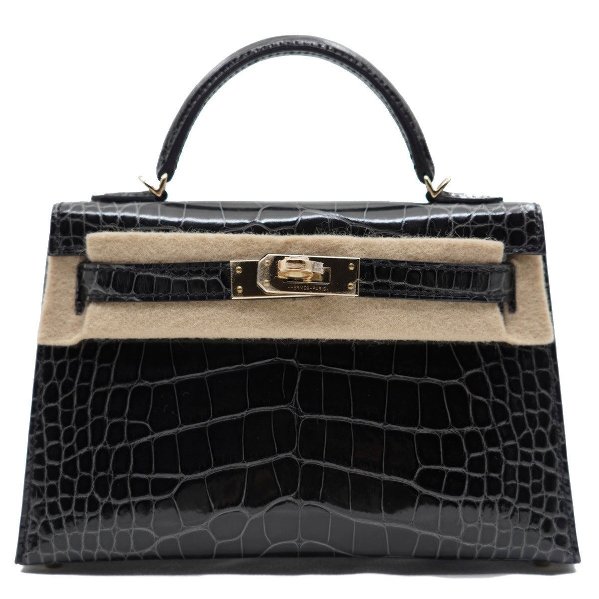 Hermès Mini Kelly Graphite/Shiny Crocodile/PBHW