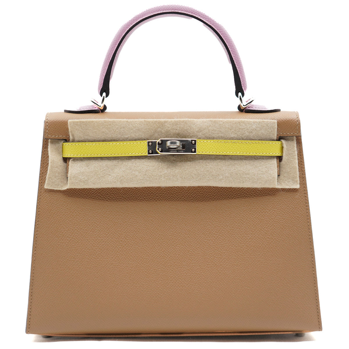 Hermès Kelly25 Tri-tone Chai/Lime/Mauve Sylvestre /Epsom/PHW B-stamp 2024