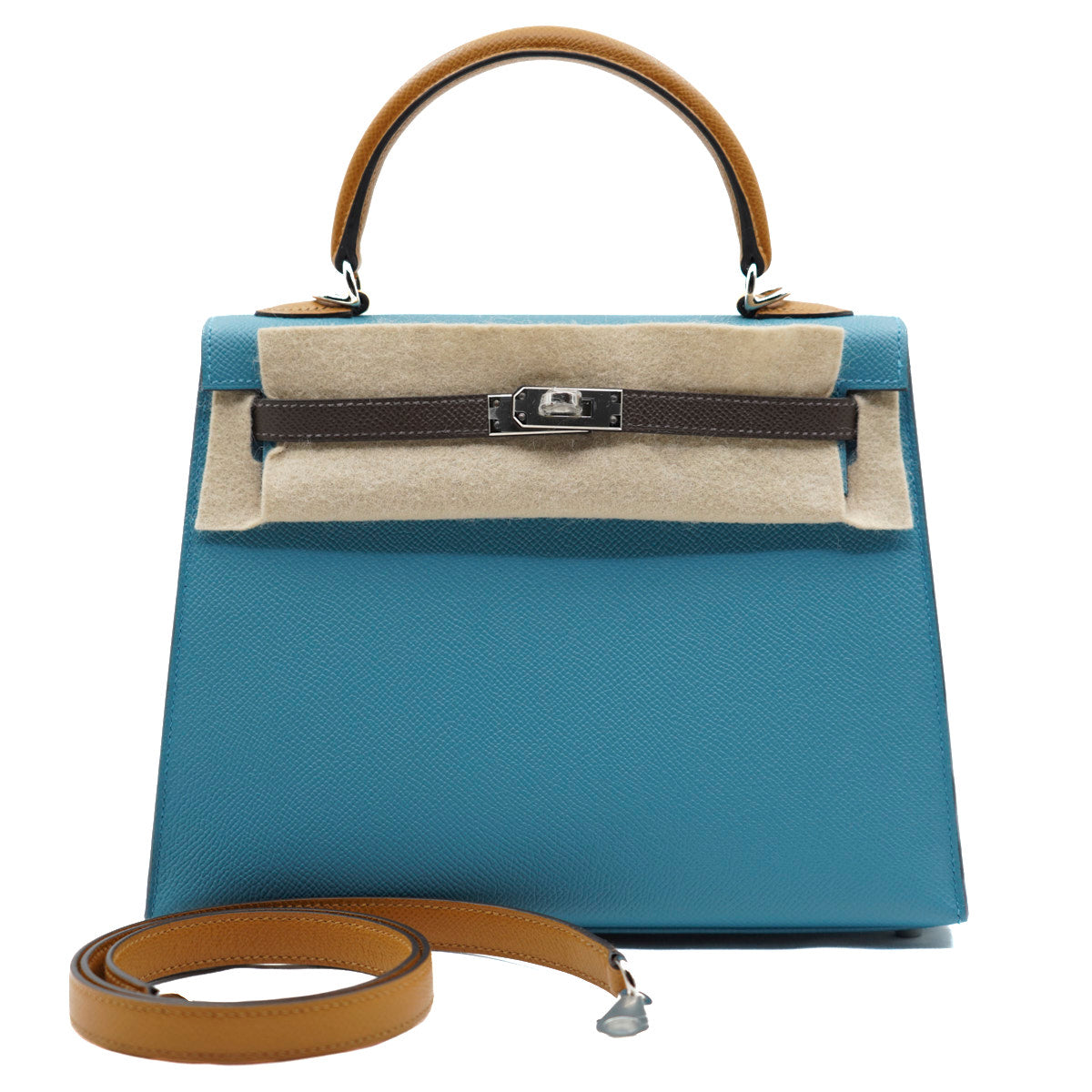 Hermès Kelly25 Tri-tone Blue Jean/Ecorce/Sesame /Epsom/PHW W-stamp 2025