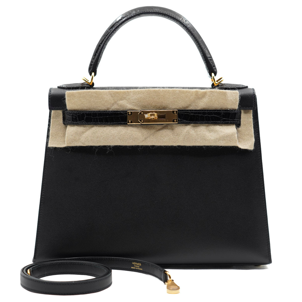 Hermès Kelly28 Black Touch of Alligator /Veau Madame/GHW Z-stamp 2021
