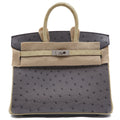 Hermès Birkin25 Two tone Gris Agathe,Parchemin/Ostrich/Brushed Palladium U-stamp 2022