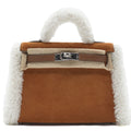 Hermès Kelly Mini Teddy Plush Ecru/Alezan/Shearling Chamois/PHW