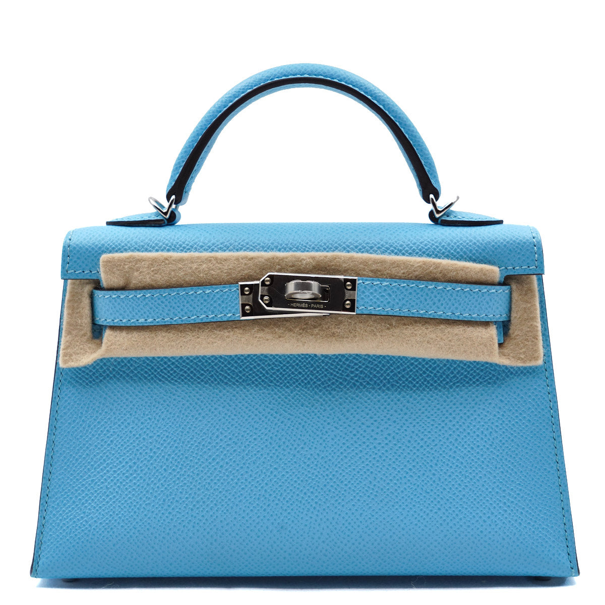 Hermès Mini Kelly Celeste/Epsom/PHW B-stamp 2023