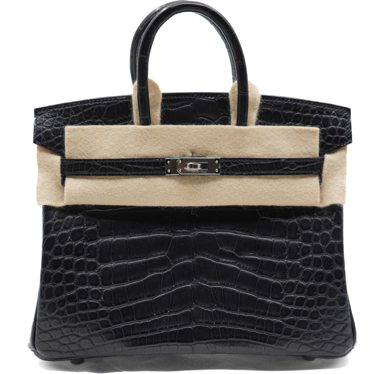 Hermès Birkin25 Black Matte Crocodile/PHW (Retourne)