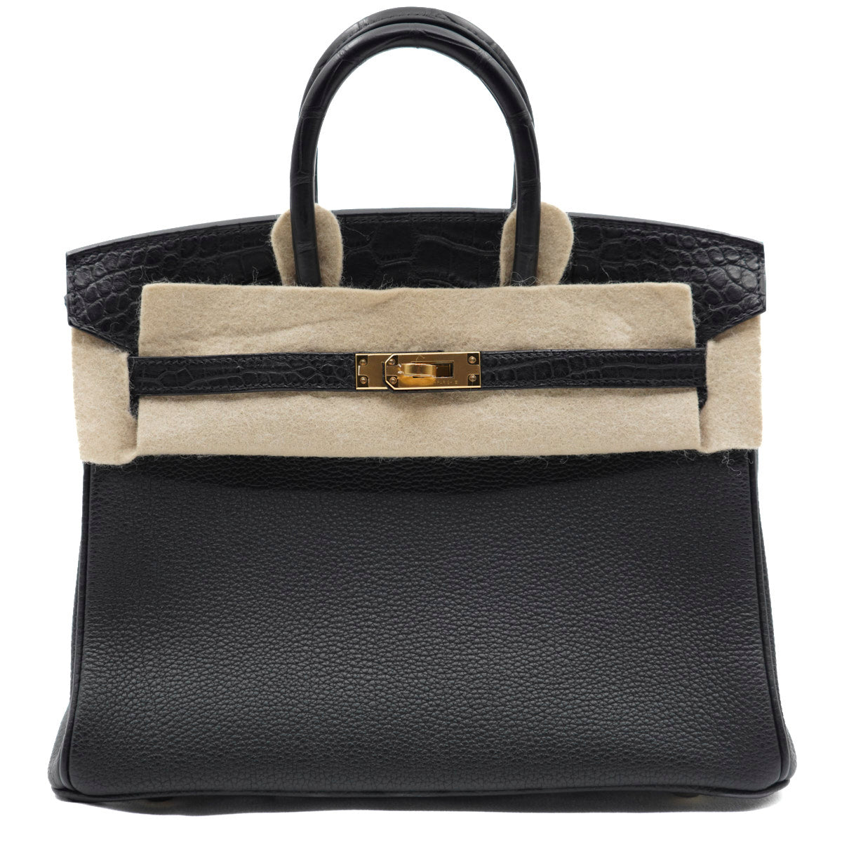 Hermès Birkin25 Black/Togo/Touch of Alligator/GHW