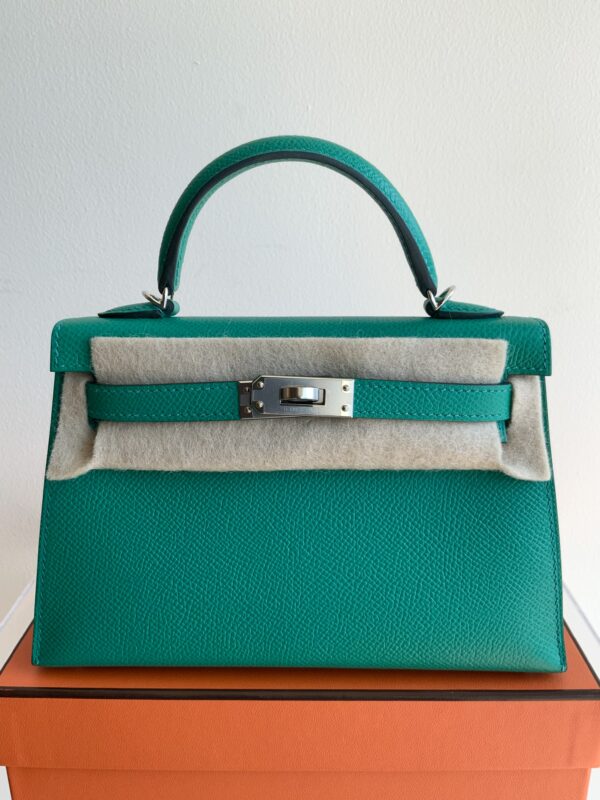 Mini Kelly Vert Jade Bleu Paradise/Epsom/Palladium Hardware