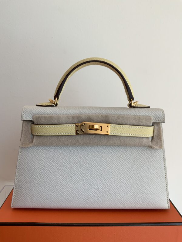 Mini Kelly Two tone Craie/Jaune Poussin/Epsom/Gold Hardware