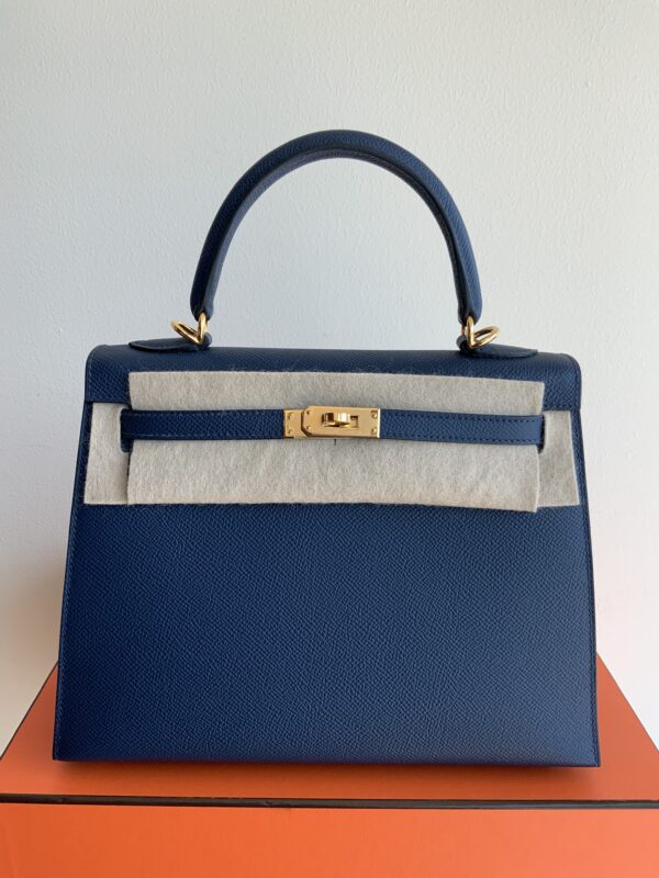 Kelly 25 Bleu Navy/Epsom/Gold Hardware