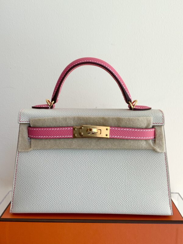 Mini Kelly Two tone Craie/Rose Azalee/Epsom/Gold Hardware