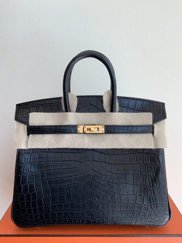 Birkin 25 Black/Crocodile/Gold Hardware